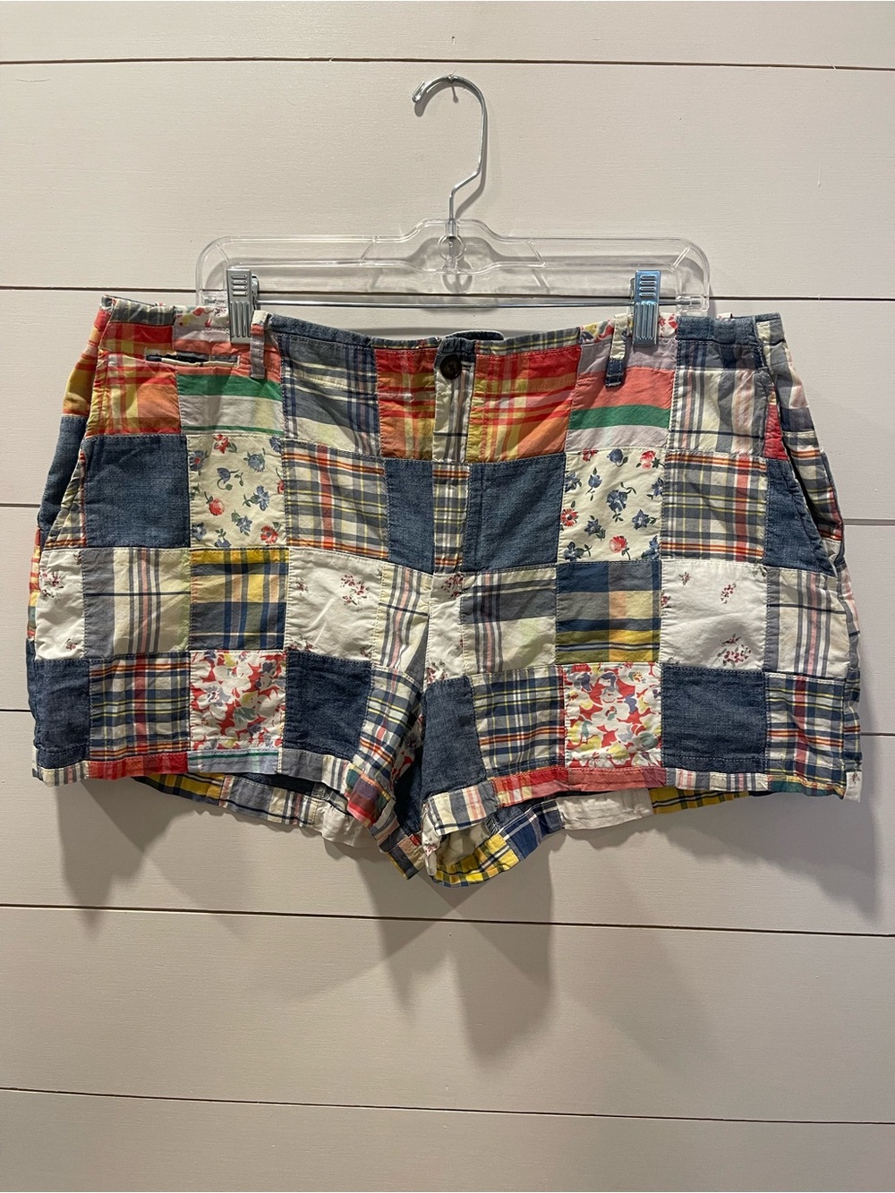 Polo Ralph Lauren Madras Patchwork Plaid Cotton Women's Shorts -Size 14